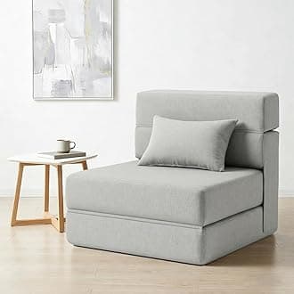 SUYOLS Folding Sofa Bed with Pillow- Convertible Chair Floor Couch & Sleeping Mattress, Foldable Memory Foam Sleeper for Living Room/Dorm/Guest Room/Home Office/Apartment/Loft, Single26, Light Gray