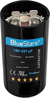 [UL Listed] BlueStars 189-227 uF MFD 125 VAC Volts 50/60 Hz CBB60 Universal AC Round Start Capacitor Electric Replacement Parts - Lot -1 - Universal Fit for AC Motors Starting Pool Pump Well Pump