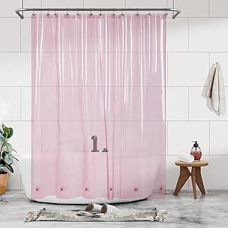 Barossa DesignPEVA Shower Curtain Liner Heavy Duty with 6 Magnets and Metal Grommets 72 x 72 Inch Waterproof Shower Curtains for Bathroom Transparent Pink