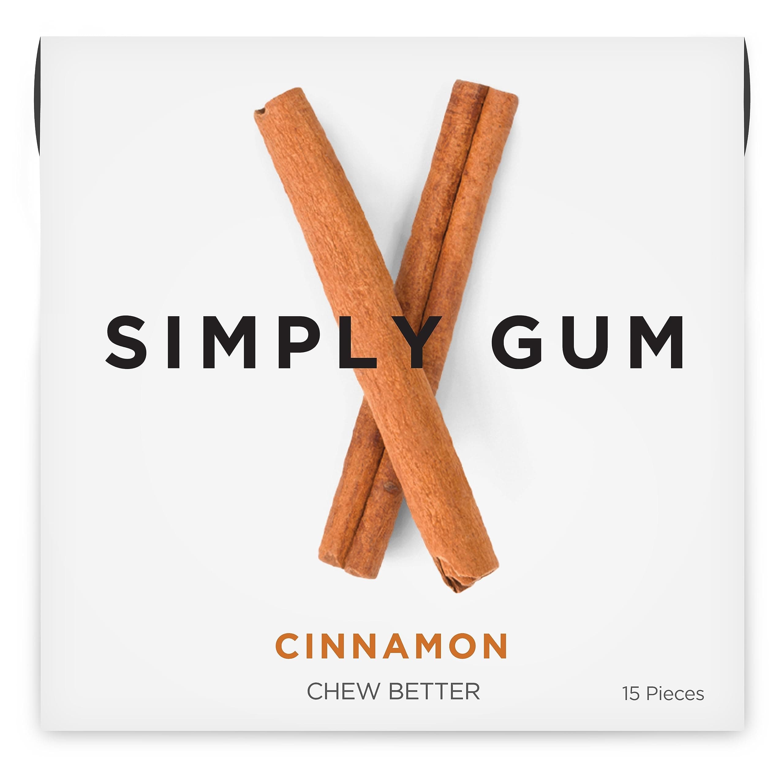 Cinnamon, Plastic-Free Natural Chewing Gum, 6 Pack (90 Pieces) | Vegan, Kosher, Non GMO, Aspartame Free and Sorbitol Free