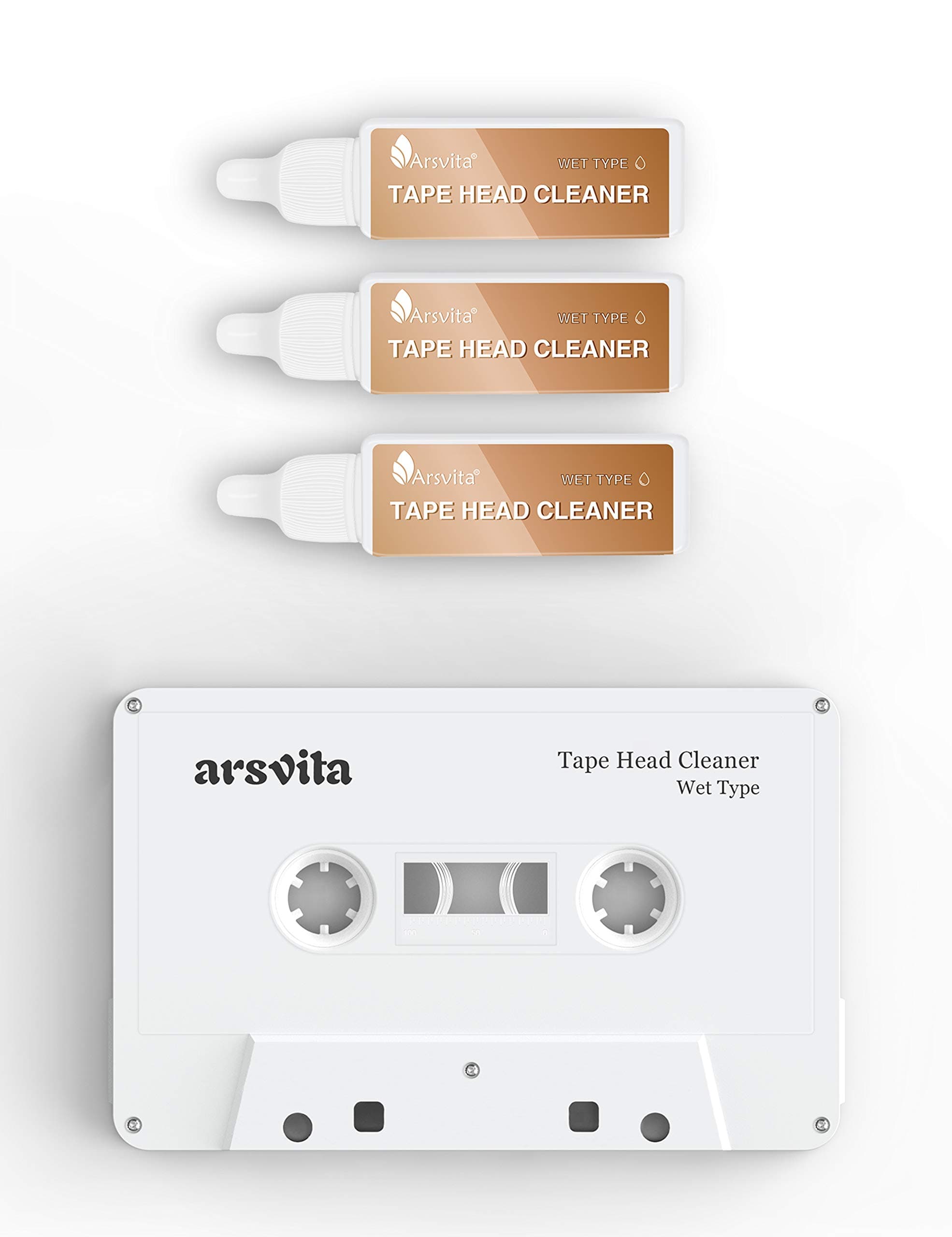 Audio Tape/Cassette Head Cleaner with 3 Cleaner Solutions