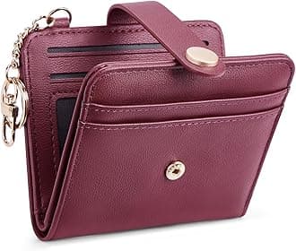 POIUGOYA Slim Wallet for Women,RFID Blocking Bifold Credit Card Holder with Zipper Coin Pocket,ID Window,Keychain