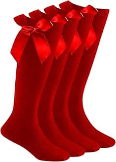 2 Pairs Girls Knee High Socks with Bow Back to School Socks Cotton Rich Uniform Party Wear Comfort Fit