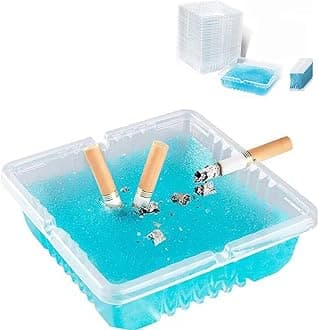 Disposable Ashtrays, Set of 30, Smokeless, Windproof, Indoor-Outdoor Use, Blue