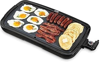 Dash Deluxe Everyday Griddle - Electric Griddle with Removable Plate - Nonstick, Easy-Clean Surface & Anti-Slip Base - Recipe Book Included - Black