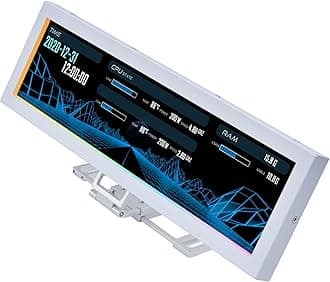 Lian Li 8.8" Universal Screen for PC - Adjustable Mounting for Any Computer Setup - Customizable ARGB Frame - PC Temperature Display Panel - LCD Screen Display - Mini Monitor - SM088W (US88 v1 White)