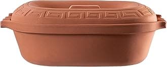 KADAX Oval Clay Roaster, Ceramic Pot with Lid and Side Handles, Steamer Made of Natural Materials, Casserole Dish for Fat-free Cooking, Roasting Pot (5L)