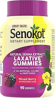 Dietary Supplement Laxative Gummies, 90 Ct, Constipation Relief, Natural Senna Extract, Gentle Overnight Laxatives for Constipation Relief, Mixed Berry Flavor