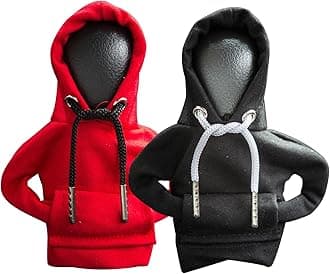 2Pcs Car Shift Knob Hoodie,Gear Shift Hoodie,Funny Sweater Hoodie for Gearshift,Automotive Interior Accessories（Red and Black）