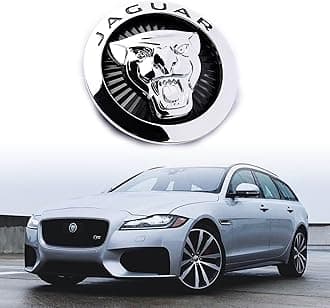 AULPEE Emblem Compatible With XE XF XJ F-Type F-PACE - Front Center Grille Badge 3.38inch Car Accessories (Front Black-Chrome)
