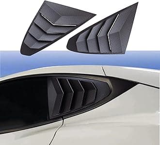 YHCDSEA for Tesla Model S Rear Side Window Covers Louvers Sport Style Cool Exterior Decoration fit Tesla Model S 2017-2025 Accessories (Matt Carbon Fiber Pattern)