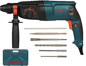 WONDERCUT WC-GP-2-26B Corded Electric Rotary Hammer with 26mm SDS Plus,1600W Copper Armature,5 Functions with Vibration Control, With Bmc Box,3 Drill Bits,2 Chisel,1 Metal Depth Gauge | Blue & Black