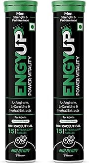 Power Vitality Booster For Men | Strength & Stamina Booster | Ashwagandha, Safed Musli, Ginseng, Gokharu, L-Arginine, L-Carnitine | 30 Effervescent Tablets | MixBerry Flavor