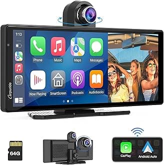 4K W903 Portable Wireless Carplay & Android Auto with Dash Cam - 9.3" HD IPS Screen, 4K Front Camera, Loop Recording, Bluetooth, Mirror Link, GPS, Siri, Dashboard Mounted