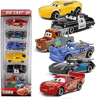 MTG Metro Toys & Gift CARS3 Diecast Metal Lightning McQueen Black Storm Jackson Cars for Boys -Set of 6