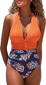 Women's Stripe Halter One-Piece Swimsuit Keeping You Accompained Swimwear