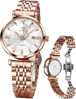 Women Watches Simple Dress Ladies Watch Rose Gold Stainless Steel Watch Waterproof Quartz Date Luxury Diamond Small Wristwatch Fashion Analog Female Reloj Mujer Blue White Green Red Yellow Face