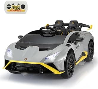 - Kids Ride on 24V Licensed Lamborghini STO Electric Car for Kids 3-8 Battery Powered Ride on Toys Lambo Sports Car with Remote Control Motorized Drift Vehicle High Speed 10km/h, Gray