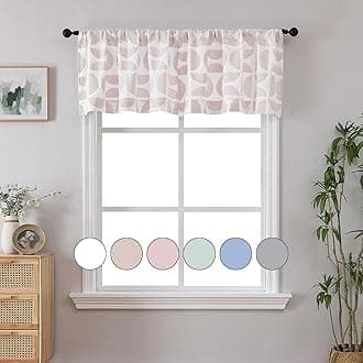 Aiyufeng Pink Valances for Windows, 3D Embossed Textured Semi Curtain Valance 18 Inch Length for Bedroom Living Room, Soft Airy Rod Pocket Farmhouse Small Curtains for Windows, 38" Wx18 L Inches