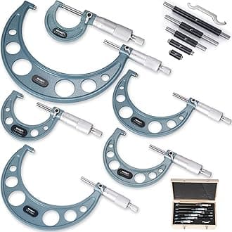 6Pcs Outside Micrometer Set, 0-6" Machinist Micrometer, Ultra-Precision Carbide Tipped Measuring Tool Set, 0.001" Graduation, +/-0.0001" Accuracy, Protective Case