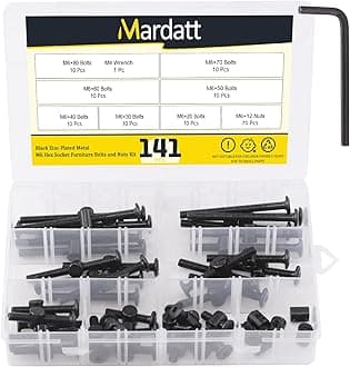 140Pcs M6 Crib Screws Hardware Replacement Kit Black Hex Socket Cap Bolts Crib Bolts and Barrel Nuts Cross Dowel Assortment Kit M6x20/30/40/50/60/70/80mm for Furniture