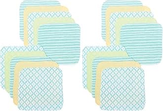 Washcloth Wipes Set for Newborn Boys and Girls, Soft Terry Washcloth Set, Pack of 20, Green Diamonds
