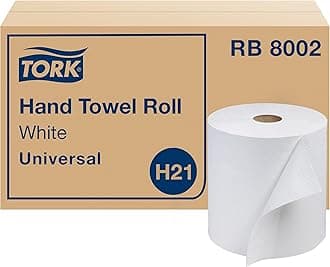 Universal Hand Towel Roll White, Compatible with H21 Dispensers, 100% Recycled Fiber 6 Rolls x 800 Ft (RB8002)