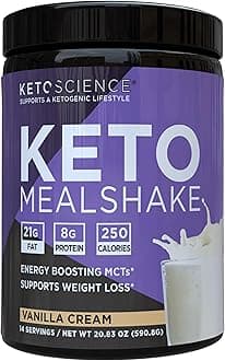 Keto Science Ketogenic Meal Shake Natural Vanilla | Meal Replacement Shake | Helps Boost Energy Levels Naturally | Increased Metabolism & Weight Loss | 14 Servings 590 Grams