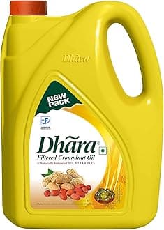 Dhara Filtered Groundnut Oil (0% Trans Fat), 5 L Jar, 4.55kg