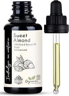 Sweet Almond Oil - 100% Pure Organic Cold Pressed Unrefined - For Face Skin Hair Body Nails - 30ml