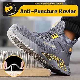 Steel Toe Shoes for Men Work Safety Shoes Industrial Construction Shoes Mid Cut Industrial Boot Work Sneakers Comfortable Lightweight Safety Shoes for Work