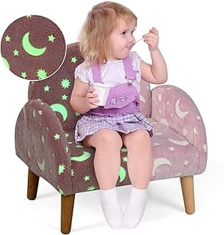 - INFANS Kids Sofa with Glow in The Dark, Toddler Armchair Couch with Solid Wooden Frame Anti-Tipping, Upholstered Comfy Foam Children Chair for Kindergarten Playroom Preschool, Gift for Boys Girls