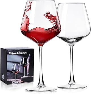 PARACITY Wine Glasses Set, Hand Blown Burgundy Wine Glass for Red and White Wine, 16oz Red Wine Glasses for Women, Men, Wedding and Birthday