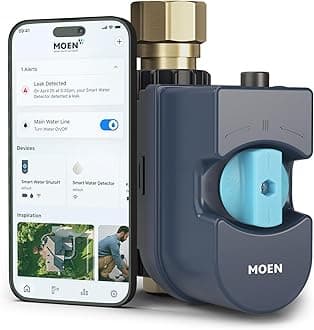 Moen Flo 1-inch Smart Water Shut Off Valve, Smart Home Water Monitor Leak Detector, Wifi Connected, App Enabled Flow Meter and Shutoff, 900-006