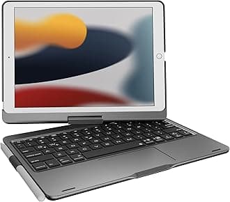 Wireless Keyboard Case for 2021 Apple iPad 10.2 inch 9th 8th 7th, iPad Air 3rd and iPad Pro 10.5 2nd Generation: Rotatable Pencil Holder Trackpad RGB Backlit Space Gray