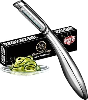 Vegetable Peeler, Premium Stainless Steel Potato Peeler, High Tensile Ultra Sharp Blade Fruit and Food Slicer, I Shaped with Ergonomic Non-Slip Handle, Dishwasher Safe with 5 Years Warranty