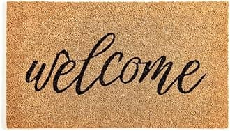 Coco Coir Door Mat with Heavy Duty Backing, Welcome Doormat (17" x 30"), Doormat Entrance (Welcome3)