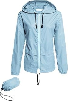 Raincoat Women Lightweight Waterproof Rain Jackets Packable Outdoor Hooded Windbreaker