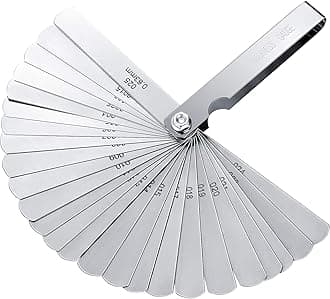 Hotop Stainless Steel Feeler Gauge Dual Marked Metric and Imperial Measuring Tool (0.04-0.63 mm, 26 Blades)