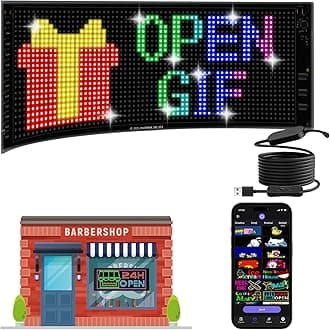 Double Row LED Signs for Car [Brighter Lamp Beads], 17''x6.3'' Flexible LED Matrix Panel 5.0 Bluetooth Control USB 5V DIY Programmable Led Sign for Taxi Car Accessories