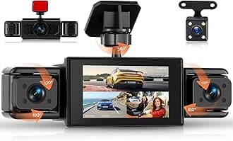 360 ° View 4 Channel 1080P Dash Cam for Cars, Front and Rear Inside Left Right, 3" IPS HD Display Screen, 8 IR Night Vision, 150 Wide Angle, Loop Recording, Motion Detection, for All Vehicles