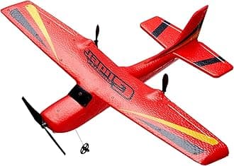 VEVOR RC Airplane, 2.4GHz 2 Channel Remote Control Aircraft with 6-Axis Gyro Stabilizer, Ready to Fly Aircraft Toy with 2 Batteries, RC Sailplane for Kids, Beginners, Red