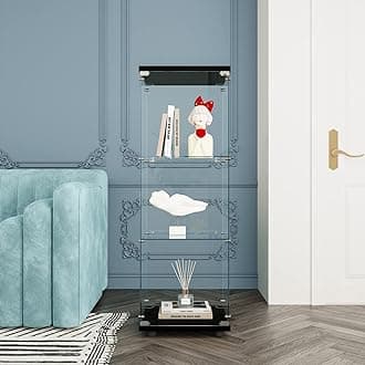 FLYMUHJIA Storage Glass Wine Cabinet Display Lockable Storage Cabinet Rack Tool chests Bedroom Tall cabinets with Doors and shelve Shoes Living Room Locking Liquor Cabinet (NT-b)¡­…