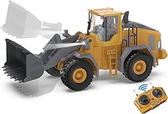 KIDMARKT Metal RC Wheel Loader Toy | 9-Channel Remote Control Construction Truck with Realistic Lights & Sounds, 1:20 Scale Rechargeable Vehicle for Boys Ages 3-12, STEM Engineering Gift for Kids 2025