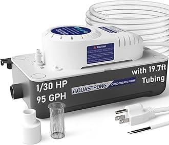Aquastrong 1/30HP 95 GPH HAVC Condensate Pump, 115V/230V, AC Condensation Remove Pump with Automatic Safety Switch & 19.7ft Tubing for Air Conditioner, Furnace, Dehumidifier,Ice Maker,Water Drain