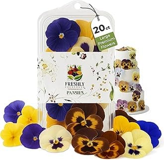 Freshly Preserved Pansy Freeze-Dried Edible Flowers - Dried Edible Flowers for Cakes Decoration, Drink Garnish, Cocktails, Resin Art & DIY Crafts - USA-Grown Whole Bloom - Set of 20-0.2 Oz