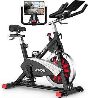JOROTO Exercise Bike/Spin Bike, Silent Stationary Bike Indoor Cycling Bike for home Gym Cardio with Readable Magnetic Resistance with Tablet Holder, 350lbs Weight Capacity 44Days Kinomap Member