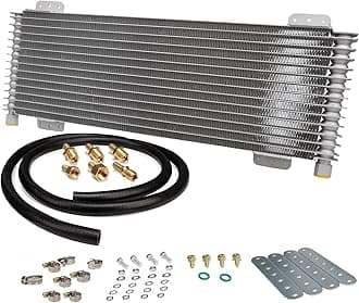 PEIYAOTCO 40K Transmission Oil Cooler Kit LPD47391 GVW Max Low Pressure Drop Trans Cooler For Heavy DutyW/Boxu With Mounting Hardware Advanced Cooling Protection Easy Installation
