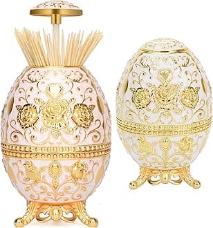 Gorgeous Automatic Toothpick Holder with Bottle Opener, Hand Press Retractable Retro Toothpick Dispenser Toothpicks Case Can Box Container for Kitchen Home Restaurant (Jade White-Gold Rose)