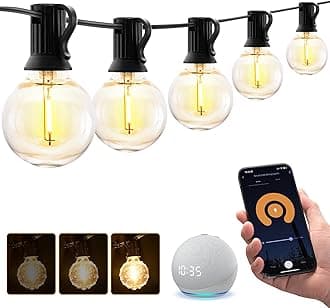 Smart Outdoor String Lights, 75Ft G40 Globe Patio Lights with 34 Dimmable LED Bulbs, WiFi & APP Control, Work with Alexa, Extendable Waterproof LED String Lights for Outside, Porch, Backyard